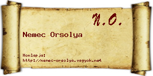 Nemec Orsolya névjegykártya